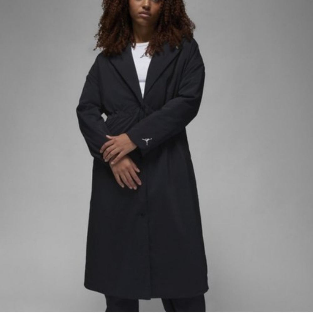Nike Jordan Womens S Black Flight Trench Loose Fit ,Long Coat Jacket